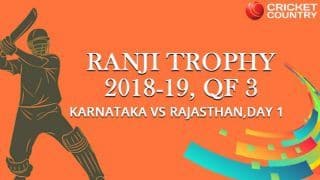 Ranji Trophy 2018-19, Quarter-final 3, Day 1: Rajasthan bowled out for 224